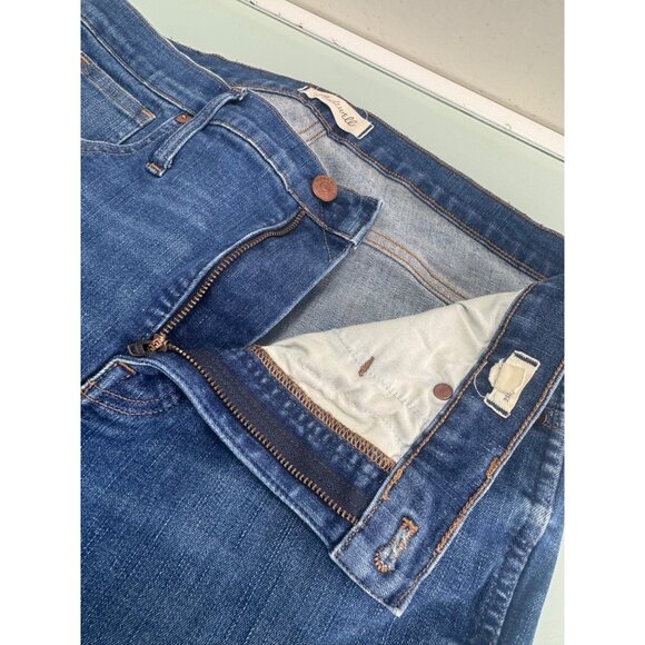 Madewell High Rise Skinny Women's Jeans 32T 32 Tall Raw Hem Stretch Dark Wash - Picture 4 of 14